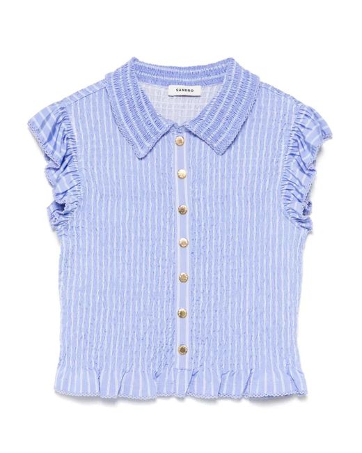 Sandro シャーリング トップ Blue