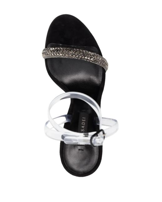 Casadei Black Stratosphere 110Mm Crystal-Embellished Sandals
