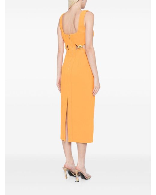 Rebecca Vallance Yellow Cut-Out Crepe Midi Dress