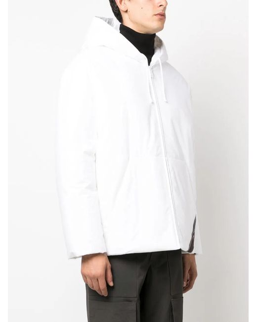 Prada White Logo-Print Hooded Down Jacket for men