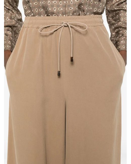 Pantalones Palazzo Con Cordones Max Mara de color Natural