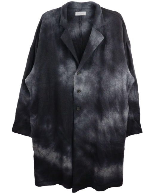 Yohji Yamamoto Black Seana Herringbone Wool Coat for men