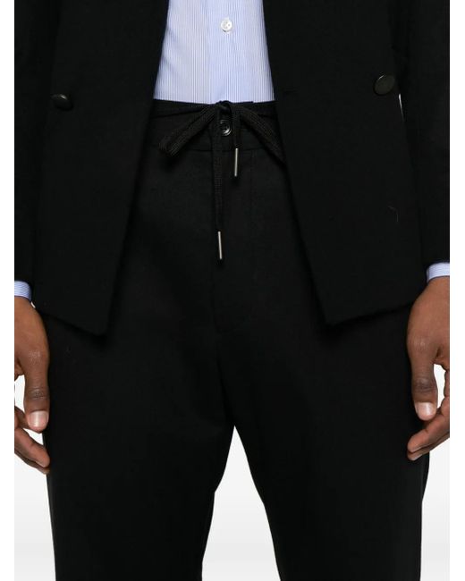 Tagliatore Black P-Newman Drawstring Trousers for men