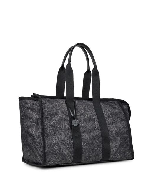Etro Black Large Arnica Paisley-Print Travel Bag for men