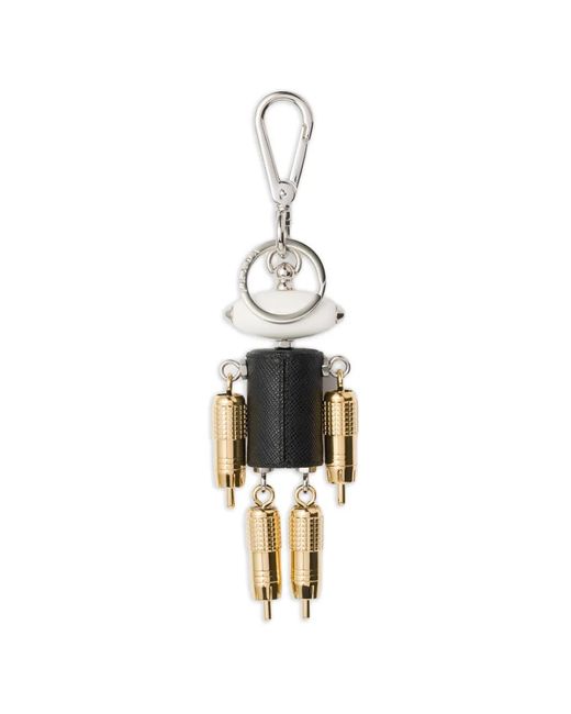 Prada Metallic Robot Leather Keyring Charm