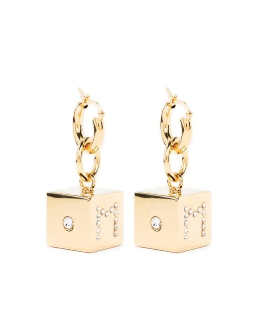 Marni Metallic Cube-charm Hinged Hoop Earrings