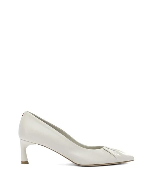 Halmanera White Pointed Gathered Pumps
