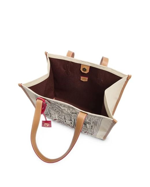 Lancel White Graphic-Print Canvas Tote Bag