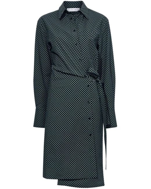 Proenza Schouler Black Check-print Poplin Wrap Dress