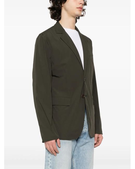 Aspesi Green Single-Breasted Taffeta Blazer for men