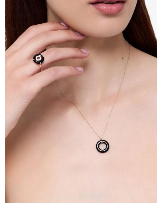 Mateo White Door Knocker Donut Onyx And Diamond Necklace