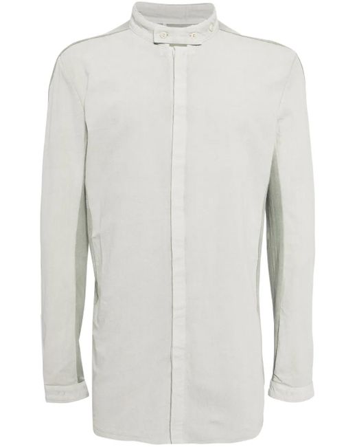Boris Bidjan Saberi White Stand-Up-Collar Long-Sleeve Cotton Shirt for men