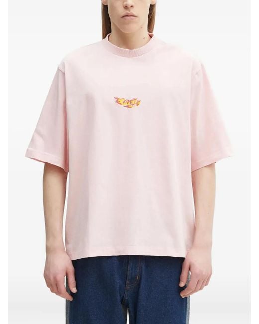 Marcelo Burlon White Flame-Print Car-Graphic T-Shirt for men