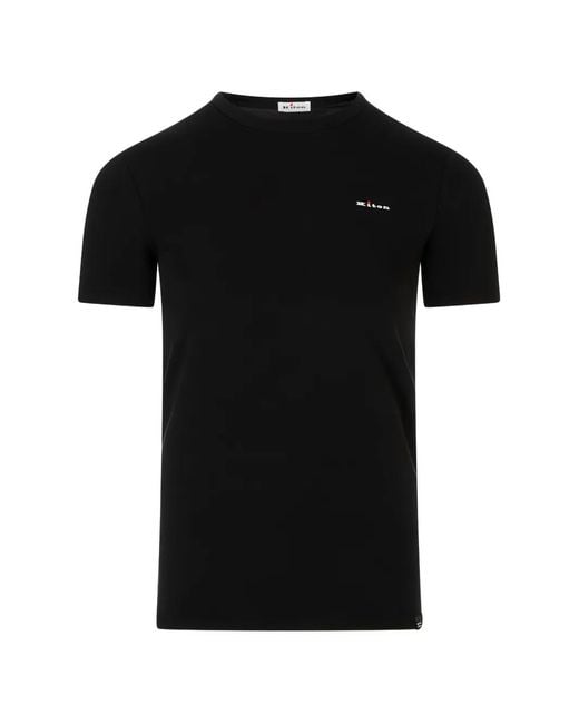 Kiton Black T-Shirt À Logo Imprimé for men