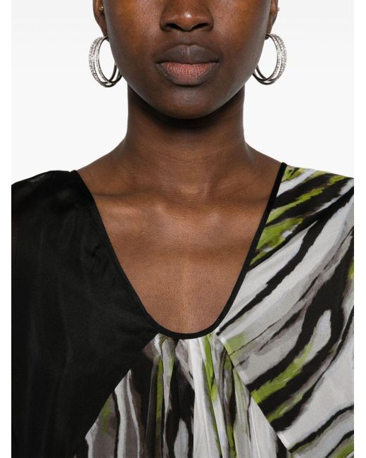 Diane von Furstenberg Black Ange Zebra Mist-print Midi Dress