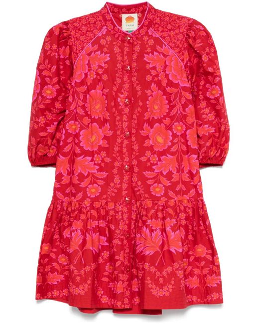 Farm Rio フローラル ミニドレス Red