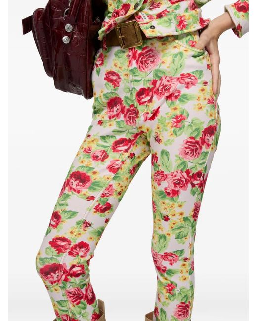Acne White Floral Trousers