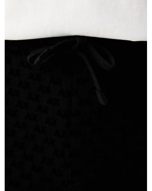 ARMANI EXCHANGE Black Monogram-Pattern Drawstring Track Pants for men