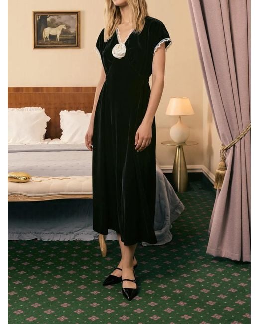 Sleeper Black The Genus Rose Midi Dress