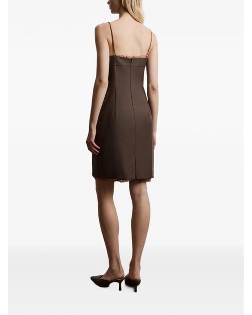12 STOREEZ Brown Lace-Trim Spaghetti-Strap Mini Dress
