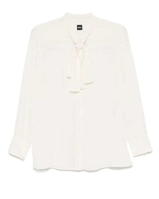 Blusa con lazo en el cuello Boss de color White