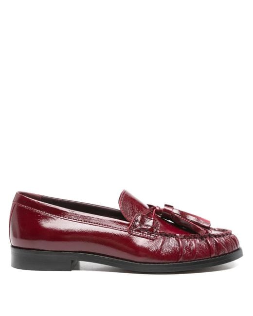 Alohas Red Tassel-Detail Leather Loafers