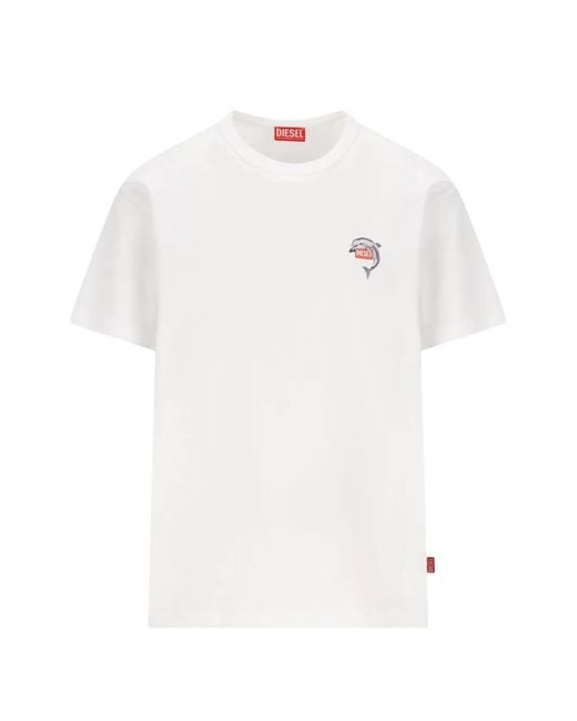 DIESEL White Graphic T-Shirt for men