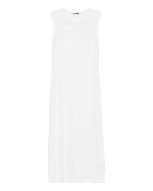 Jil Sander White Sleeveless Round-Neck Dress