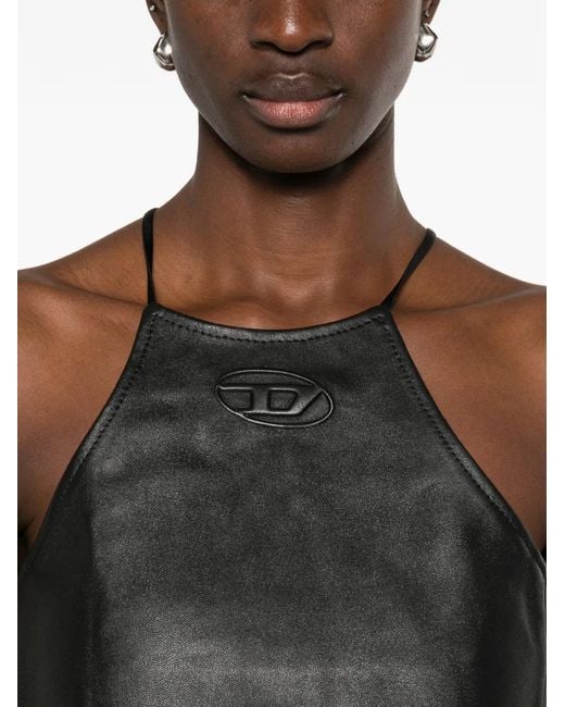 Top L-luvy con logo en relieve DIESEL de color Black