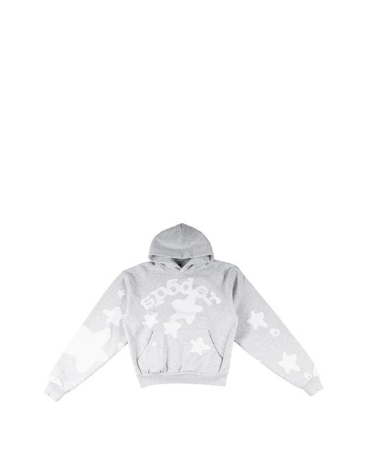 Sp5der White Beluga Star-Print Hoodie for men