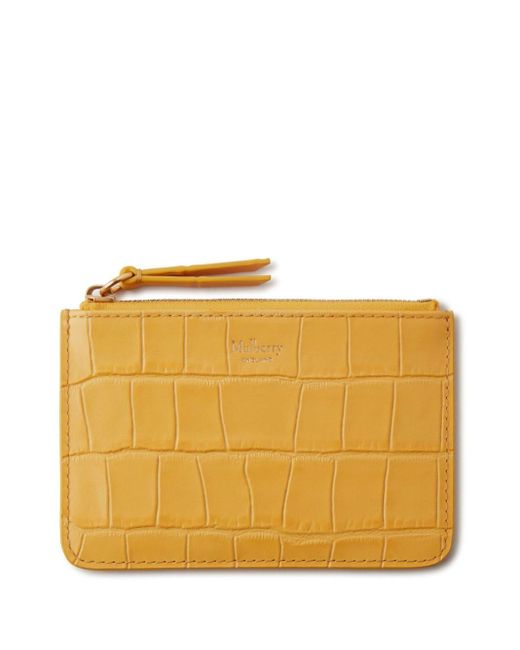Mulberry Orange Crocodile-effect Leather Coin Pouch