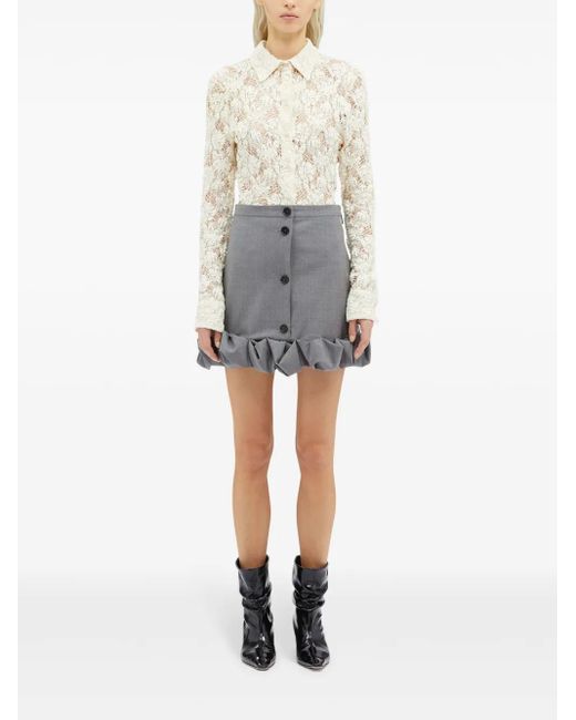 MSGM Gray Ruffled Mini Skirt
