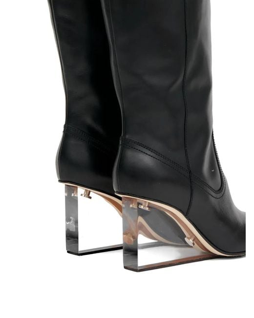 Maison Margiela Black 80Mm Leather Knee-High Boots