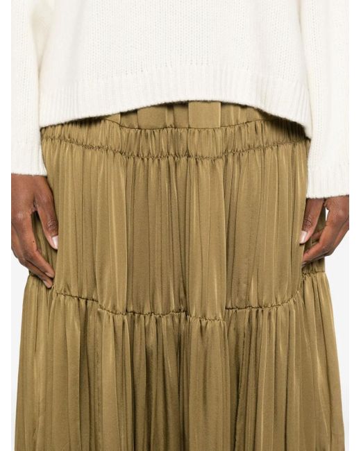 Ulla Johnson Green Silk Tiered A-Line Skirt
