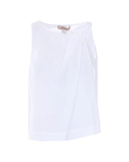 Twinset White Draped Sleeveless Top