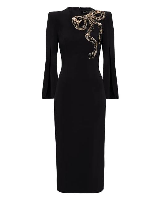 Jenny Packham Black Love Bow Midikleid Mit Geschlitzten Ärmeln