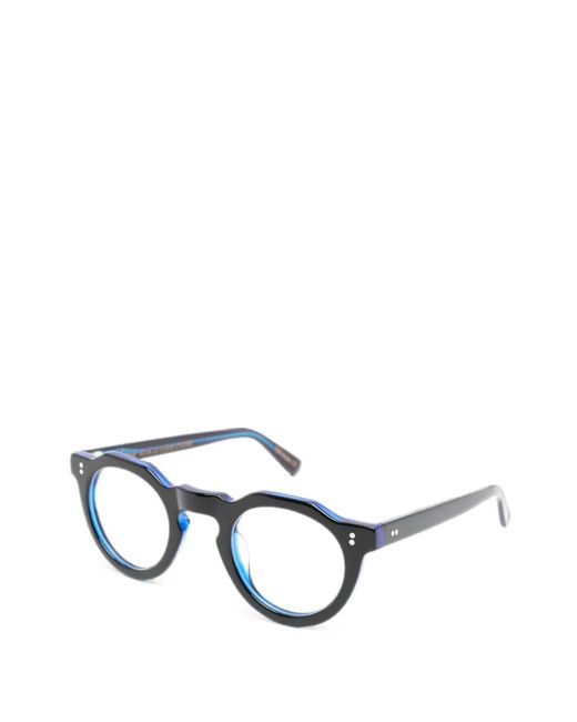 Lesca Black Pica Geometric-Frame Glasses