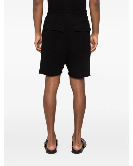 Thom Krom Black Drawstring Frayed Shorts for men