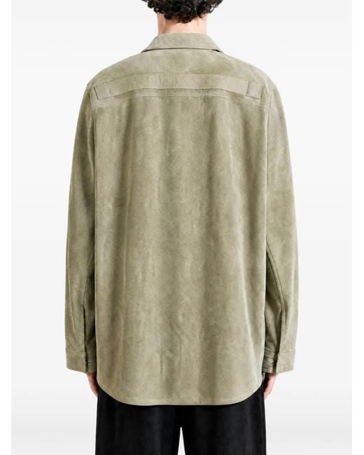 Rick Owens Green Suede Zip-Up Jacket for men
