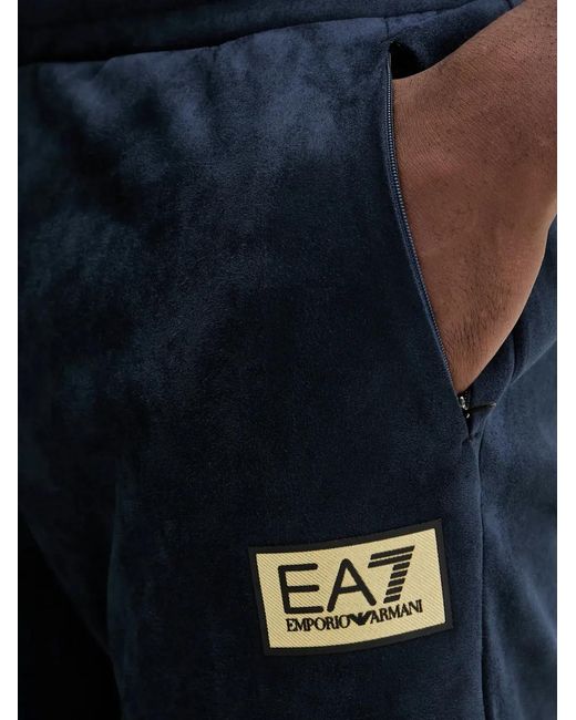 EA7 Blue Logo-Patch Track Pants for men
