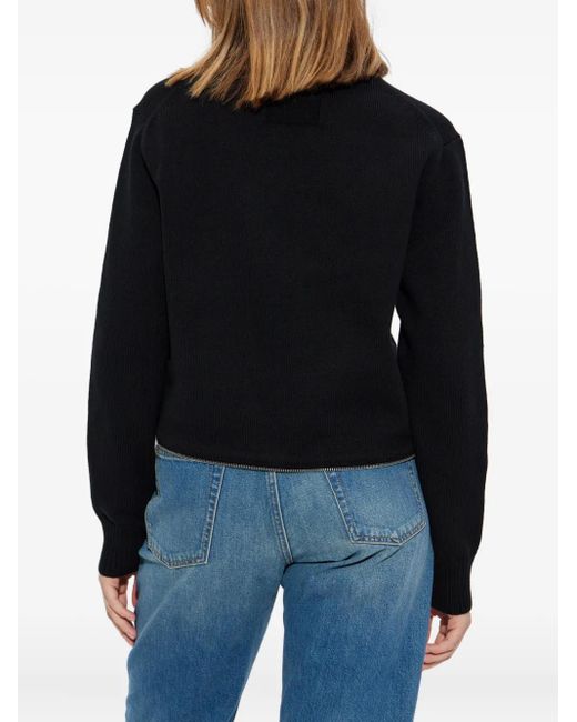 Helmut Lang Black Crew-Neck Cropped Sweater