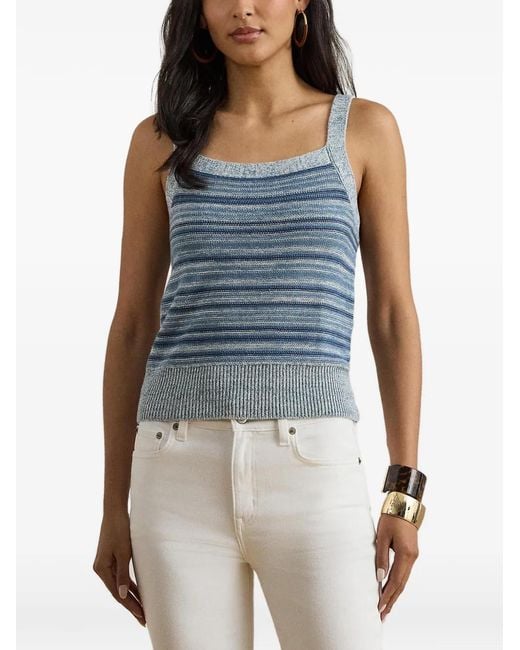 Ralph Lauren Blue Striped-Pattern Top