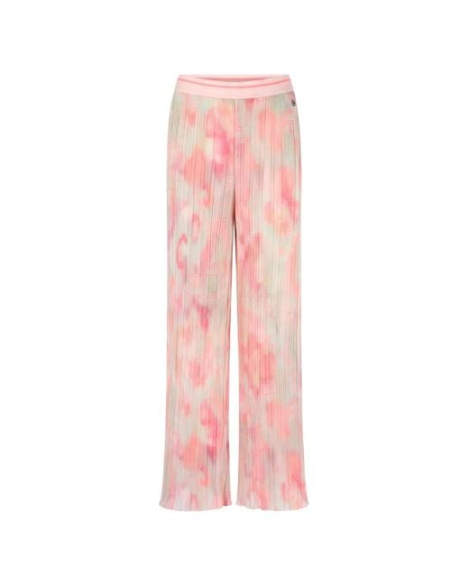 Marc Cain Pink Wolin Plissé-Effect Trousers