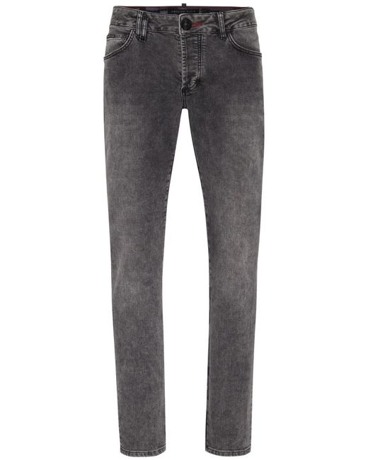 Philipp Plein Gray Camouflage-Print Skinny Stretch Jeans for men