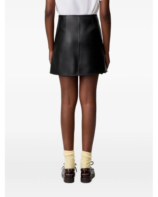 Claudie Pierlot Black A-Line Leather Skirt