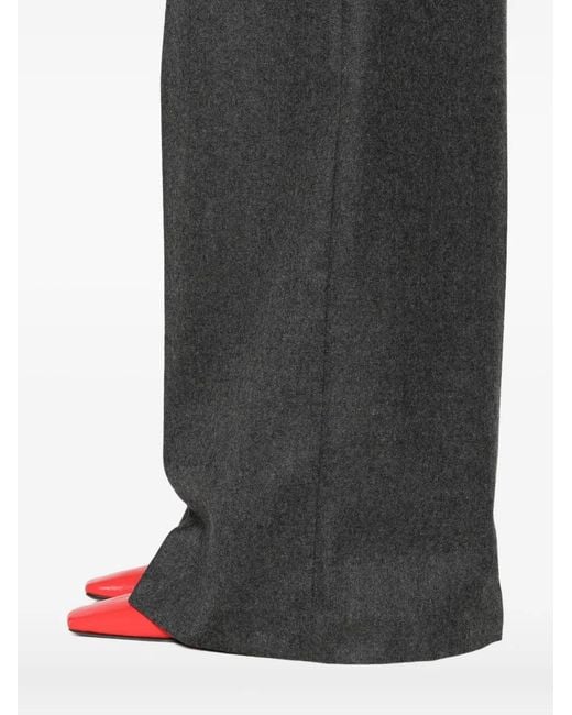 Bompard Gray Ribbed Straight Trousers