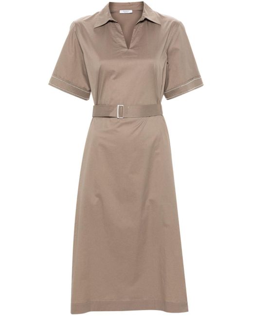 Peserico Natural Belted Midi Polo Dress