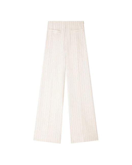 Sandro White Striped Trousers