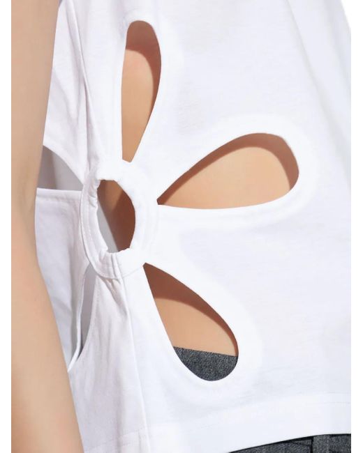 Noir Kei Ninomiya White Floral Cut-Out T-Shirt
