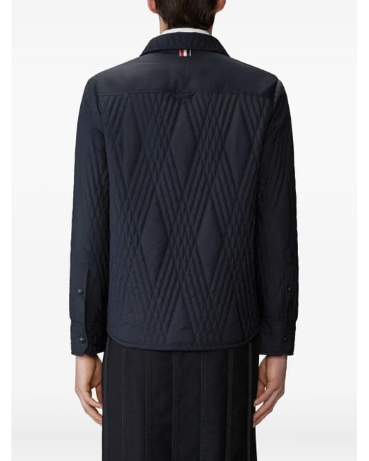 Thom Browne Blue Quilted Diamond-Pattern Jacket for men